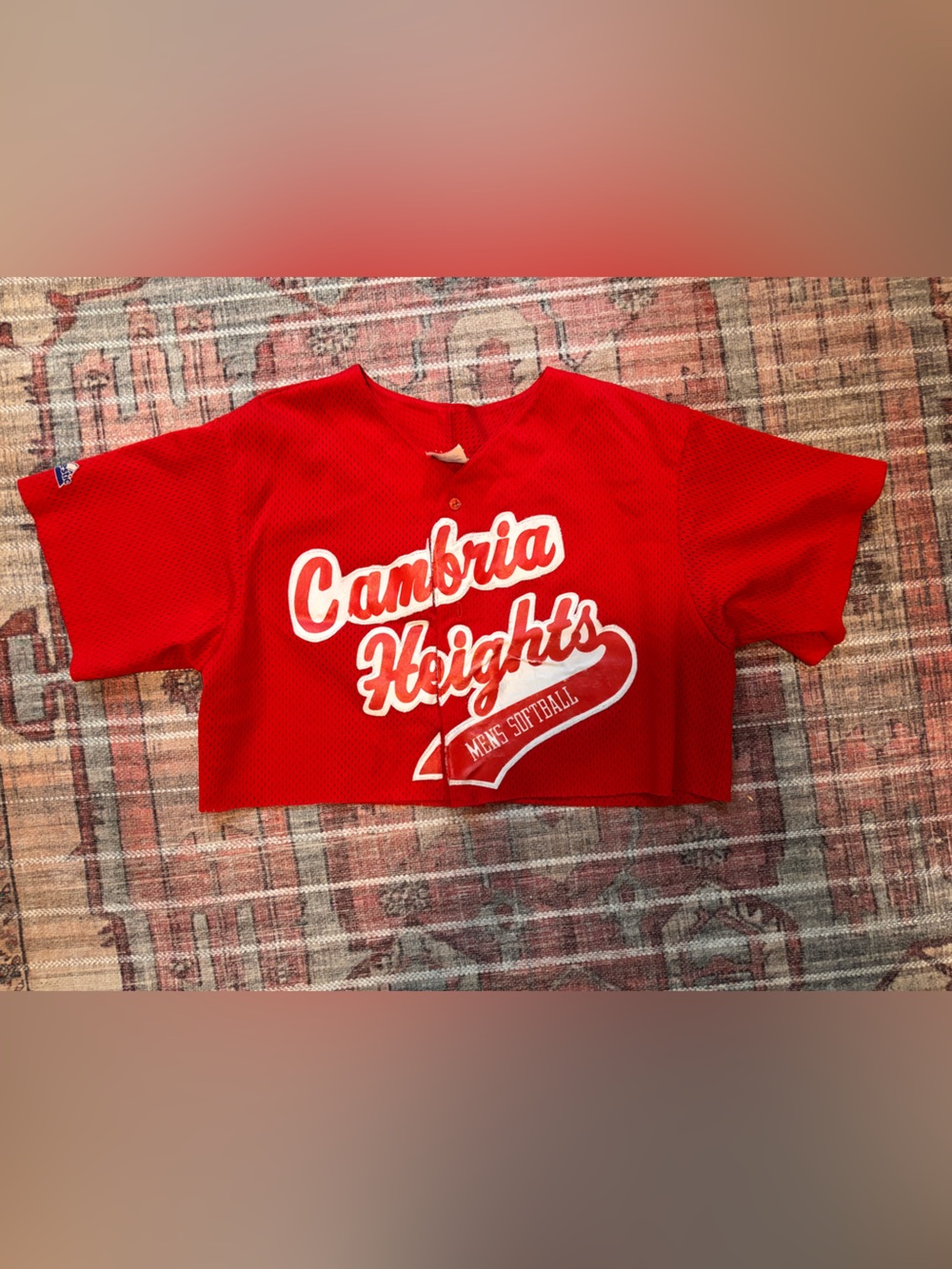Vintage red mesh cropped jersey